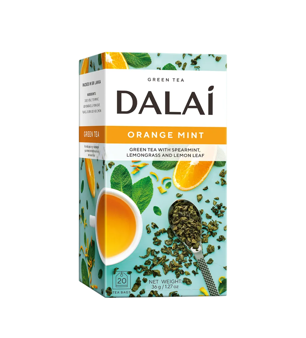 Зелёный чай с апельсином и мятой Orange Mint, Dalai, 20 пакетиков