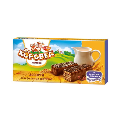 Вафельный торт Коровка Топлёное молоко, ассорти, 220 г