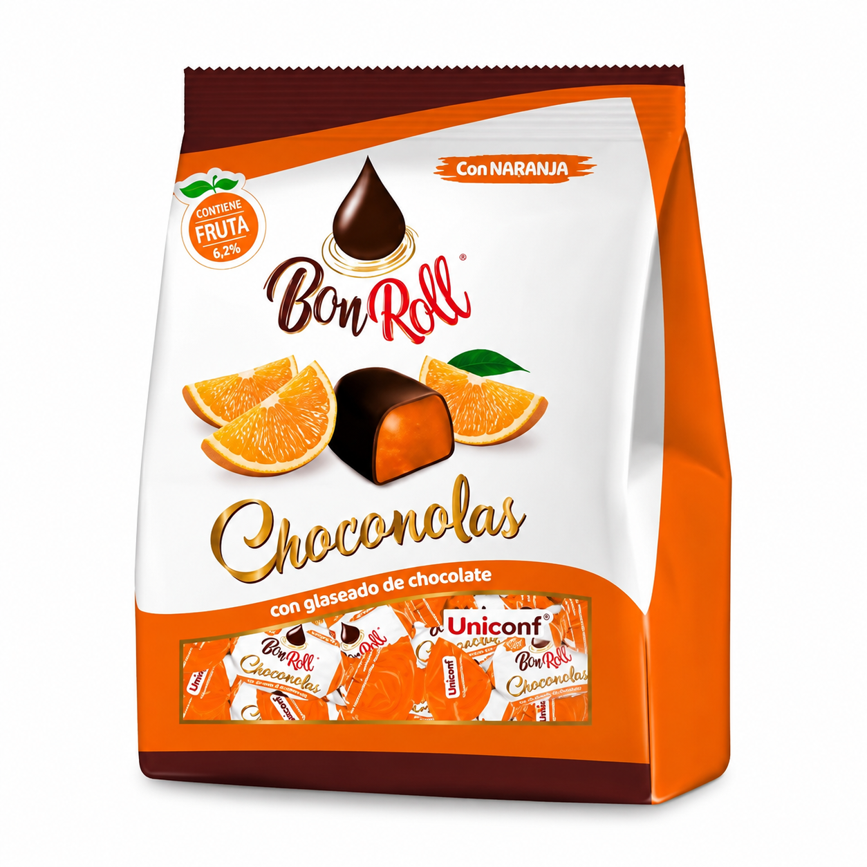 Конфеты желейные с апельсином в тёмном шоколаде «BonRoll Choconolas», Uniconff, 80г
