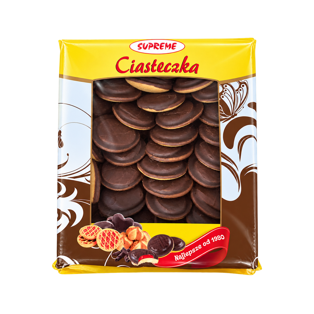 Supreme Ciasteczka Sponge Biscuits with Orange Jelly in Chocolate Glaze, Supreme, 500g