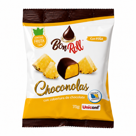 Chocolate-Covered Pineapple Jelly Candies "BonRoll Choconolas", Uniconff, 80g